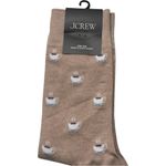 J.Crew Crew Style Tan Coffee Cup Patterned Socks Sz OS New With Tag Photo 2