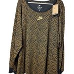 Nike Women's Gold Foil & Black Long Sleeve Crewneck Athletic Sporty Top Sz 3X Photo 7