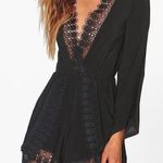 Boohoo Black Lace Stretch Romper Photo 0