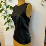 Bar III Black Sleeveless Faux Leather vest/ blouse/Top for Women’s Form Hugging Photo 6