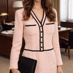 Chetta B Vintage 80's . Baby Pink Dress OLD MONEY Coco CH*N*L Office RETRO GLAM 6 Photo 0