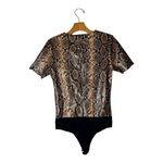 Commando Bodysuit Women Medium Brown Faux Leather Snakeskin Tee Streetwear Photo 2