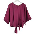 Lulus I. Madeline Mixology Purple Satin Tie-Front Top Purple Satin Blouse XS Photo 9