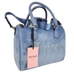 Juicy Couture Bag Obsession Satchel Slate Blue Velvet Rhinestones Purse Handbag Photo 0