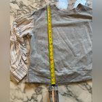 1. State EUC Gray and White Ruffle Sleeve Sweatshirt Sz M Photo 5