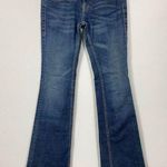 Bebe EWomens Dark Wash Blue Denim Bootcut Low Rise Pants size 28 FLAWED Photo 0