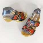 Alegria Linn Black Leather Embroidered Floral Sandals Women's Size 8 US, 38 EU Photo 0