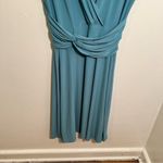 Evan Picone Cap Sleeve Surplice Neck Dress Teal Blue Green Photo 2