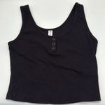 BP . Ribbed Crop Henley Scoop Neck Tank in Black Size Small Photo 3