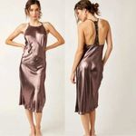 Free People Intimately  L Sunset Shimmer Satin Midi Slip Dress‎ Rose Metallic Photo 1