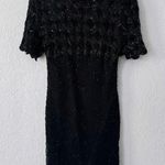 Kazar Black Silk Vintage Beaded Short Sleeve Mini Cocktal Dress Size Large Photo 0