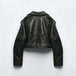 ZARA jacket biker faux leather cropped coat Photo 8