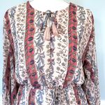 Anthropologie Allison New York Pink Floral Button Front Tassel Tie Blouse Small Photo 3