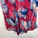 Anthropologie Lilka Small Cropped Pants Tropical Palm Leaf Print Bright Pink Blue Wide Leg Photo 7