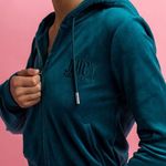 Juicy Couture Classic Velour Hoodie Sapphire Wave Size Large Photo 1