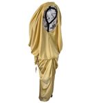 Mable Gold Chiffon Maxi Dress Women M One Shoulder Open Back Formal Gown Size M Photo 3