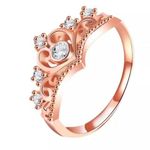 Rose Gold Crystal Princess Crown Ring Photo 0