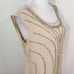 Chetta B  Cream Beaded Tank Top Size 4 Beaded Cream Sleeveless Top Photo 3