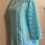 Lace Boho Swimsuit Coverup Tunic Top Beachwear Cotton Tunic Sz. Med Blue Photo 4