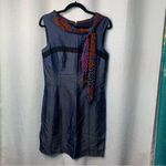 Zac Posen  Z Spoke scarf blue shift‎ dress size 10 Photo 3