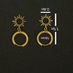 18K Gold Plated Sun Dangle Drop Earrings for Women Photo 4