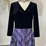 Coldwater Creek Witchy Whimsigoth Black Velvet Purple Gingham Midi Maxi Vintage Dress 6 / S Photo 2