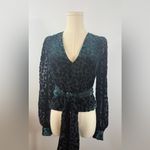 NWT Toccin Louisa Velvet Burnout Top‎ in Teal Black Sz 4 $395 Green Photo 3