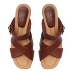 Clarks 7M Kyarra Judi sleek wedge cork heel Crisscross brown strap tan buckles Photo 1