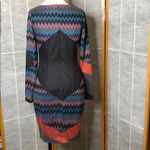 Cache Multicolor Knit Chevron Long Sleeve Night Out Dress Photo 4