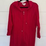 Christopher & Banks Women’s XL Red 100% Cotton Zip Up Sweater Jacket Photo 0