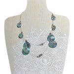 American Vintage Boho Turquoise Multistrand Abalone Shell Illusion Necklace Wire Layered 16-19” Photo 0