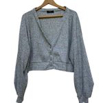 Bershka Gray Cropped Cardigan Sweater Size L Photo 0