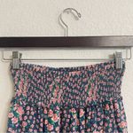 American Eagle  Womens Skirt Blue Pink Floral Tiered Smocked Waist Size Small Photo 3