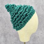 Green Ruffle Christmas Tree Funky Vintage Y2K Crochet Knit Beanie Beret Hat Photo 0