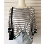 Max Studio  Striped White and Blue Loose Blouse Top (NWT) Photo 0
