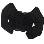 BCBGeneration BCBGgeneration Black Silver Long Sleeve Crop Top Photo 0