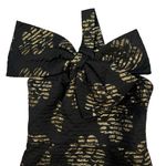 Milly of New York Black Gold Metallic Textured One Shoulder Bow Mini Dre… Size 2 Photo 5