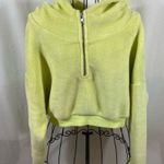 BDG Urban Outfitters Neon Lime Green Fleece 1/2 Zip Cropped Hoodie Size Medium Photo 10