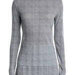 Hugo Boss Boss Womens Emata Black Plaid Mesh Sheer See Through Mock Neck Shirt Sz‎ S NWT Photo 0