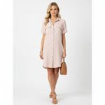 Amanda Uprichard Tan Short Sleeve Snap Front Shirt Dress M Photo 4