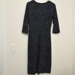 Mata Traders Organic Cotton 3/4 Sleeve Dress Size Small, Navy and Gray Print Blue Photo 5