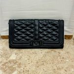 Rebecca Minkoff Quilted Leather Clutch. Black Photo 0