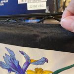 Stunning silk floral scarf black trim 21”x21” square head neck bag butterflies Photo 3