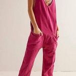 Free People Pink corduroy high roller jumpsuit Photo 1