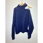 STAUD  Women's Size XL Navy Rockey Cold Shoulder Turtleneck Sweater NWT Photo 2