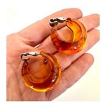 translucent root beer bakelite vintage hoop earrings Orange Photo 2