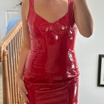 Pretty Little Thing Red Vinyl Mini Dress  Photo 0