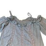 Blu Pepper ‎ Romantic Cold Shoulder Mini Shift Dress Women S Chambray 3/4 Sleeve Photo 2