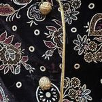 Norton Mcnaughton Vintage  Black Floral Velvet Metallic Brocade Blazer Size 6 Photo 9