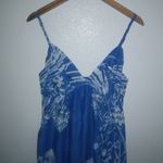 Old Navy L Sleeveless Rope Straps Pocketed Aloha Maxi Dress in Blue White Photo 1